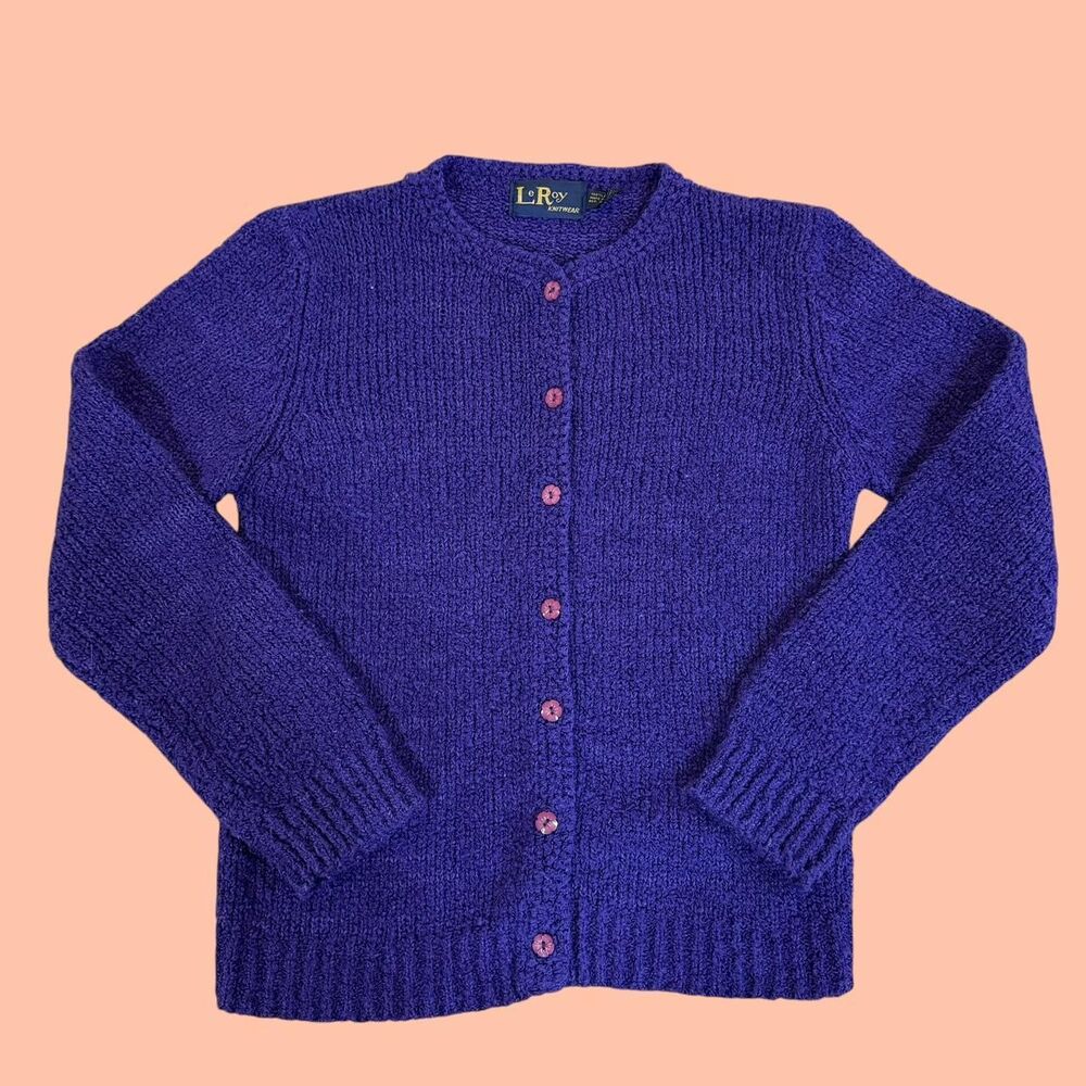 Le roy vintage Women's Purple and Pink Cardigan